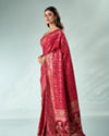 Mohey Women Red Silk Banarasi Saree with Mirror Work