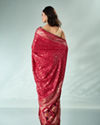 Mohey Women Red Silk Banarasi Saree with Mirror Work