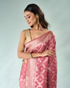Mohey Women Dusty Pink Silk Saree with Weave Design