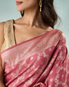 Mohey Women Dusty Pink Silk Saree with Weave Design