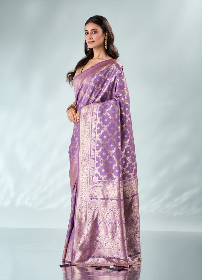 Mohey Women Lilac Silk Saree with Weave Design