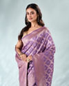 Mohey Women Lilac Silk Saree with Weave Design