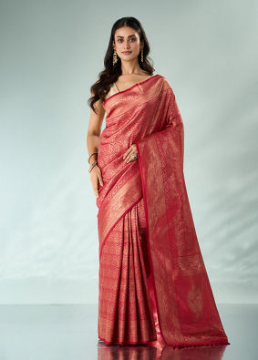 Mohey Women Pink Art Silk Saree with Weave