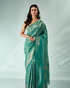 Mohey Women Green Silk Banarasi Saree with Weave Design