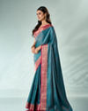 Mohey Women Green Silk Saree with Weave Design