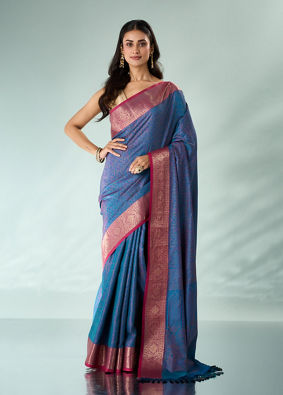 Mohey Women Yellow Silk Saree with Weave Design