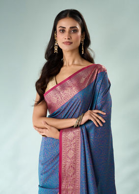 Mohey Women Yellow Silk Saree with Weave Design