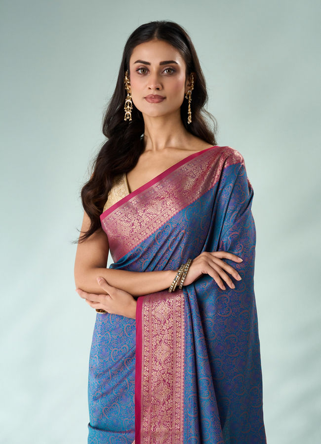 Mohey Women Yellow Silk Saree with Weave Design