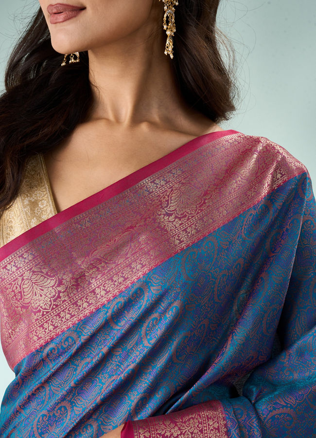 Mohey Women Yellow Silk Saree with Weave Design