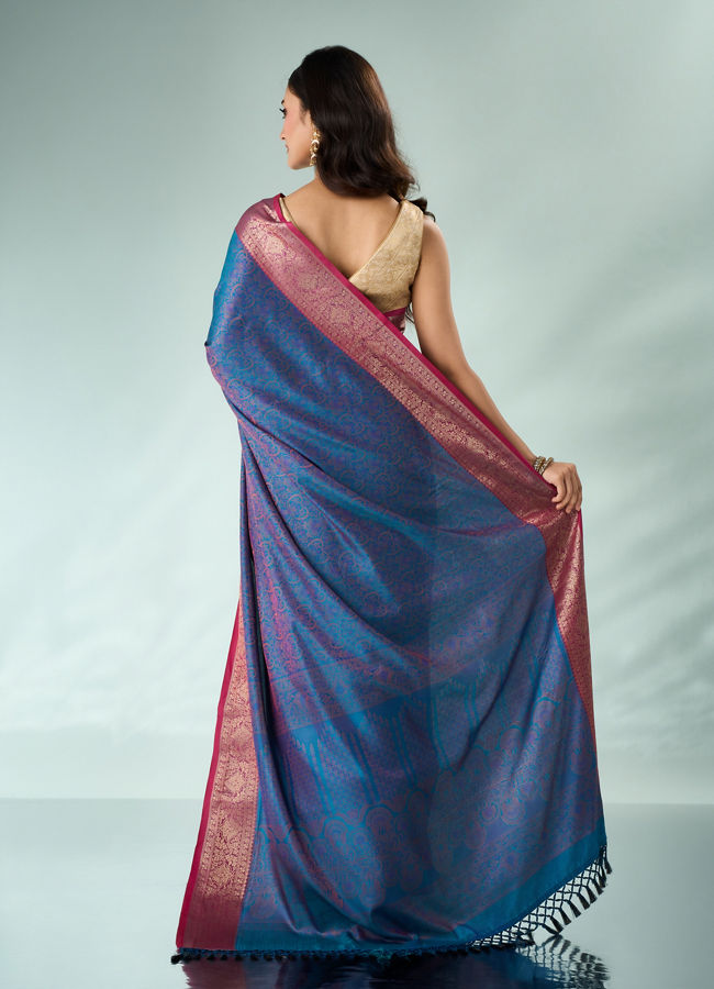 Mohey Women Yellow Silk Saree with Weave Design