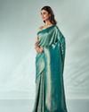 Mohey Women Green Silk Banarasi Saree with Weave Pattern