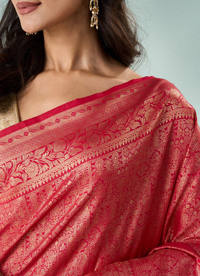 Mohey Women Pink Silk Saree with Weave Design