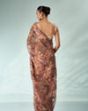Mohey Women Peach Organza Saree with Stone and Thread Work