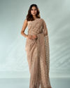 Mohey Women Peach Organza Saree with Stone Work