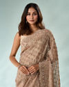 Mohey Women Peach Organza Saree with Stone Work