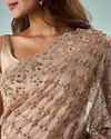 Mohey Women Peach Organza Saree with Stone Work