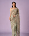 Mohey Women Sea Green Organza Saree with Stone Work