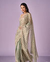 Mohey Women Sea Green Organza Saree with Stone Work