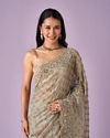 Mohey Women Sea Green Organza Saree with Stone Work