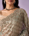 Mohey Women Sea Green Organza Saree with Stone Work