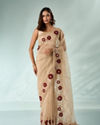 Mohey Women Beige Tissue Saree with Cutdana and Sequin Work