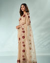 Mohey Women Beige Tissue Saree with Cutdana and Sequin Work