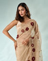 Mohey Women Beige Tissue Saree with Cutdana and Sequin Work