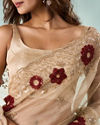 Mohey Women Beige Tissue Saree with Cutdana and Sequin Work