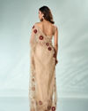 Mohey Women Beige Tissue Saree with Cutdana and Sequin Work