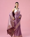 Mohey Women Purple Silk Banarasi Saree with Weave Design
