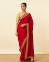 Fiesta Red Saree with Fern Embroidered Border image number 0