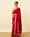 Fiesta Red Saree with Fern Embroidered Border image number 3