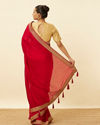 Mohey Women Fiesta Red Saree with Fern Embroidered Border