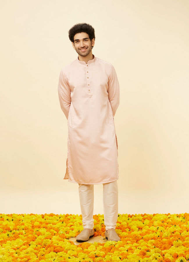 Manyavar Men Rose Pink Classic Kurta Set