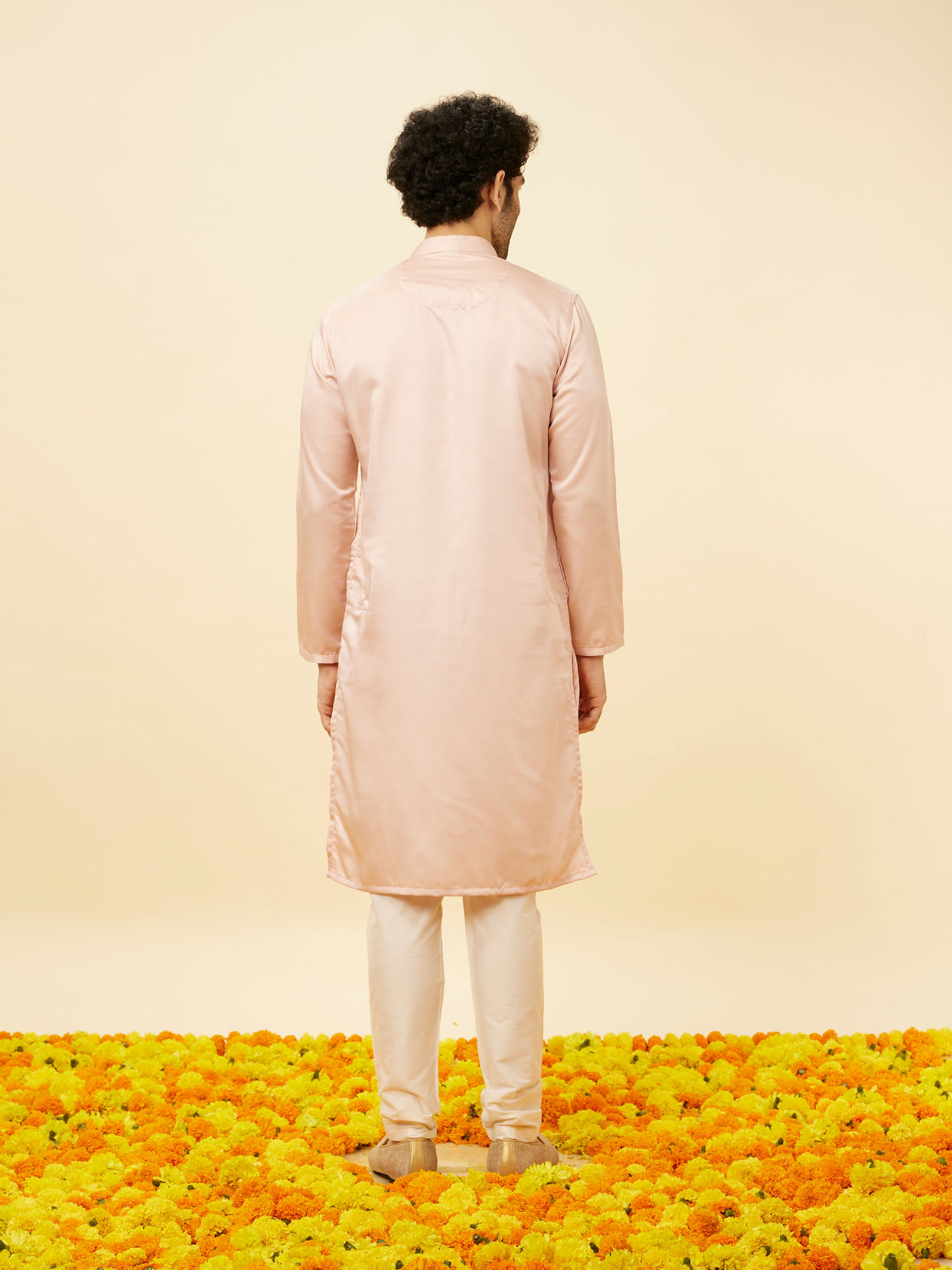 Manyavar Men Rose Pink Classic Kurta Set