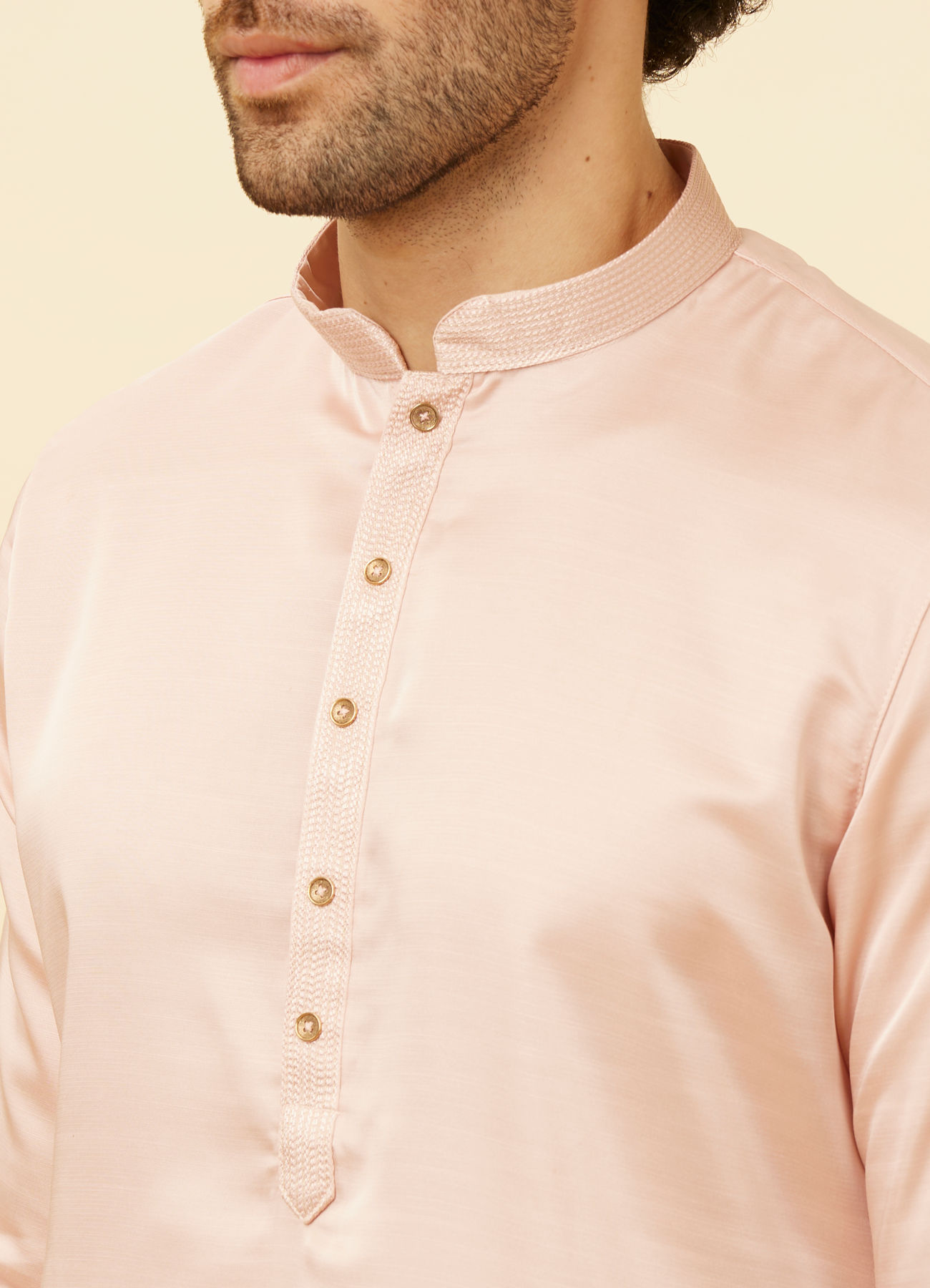 Manyavar Men Rose Pink Classic Kurta Set