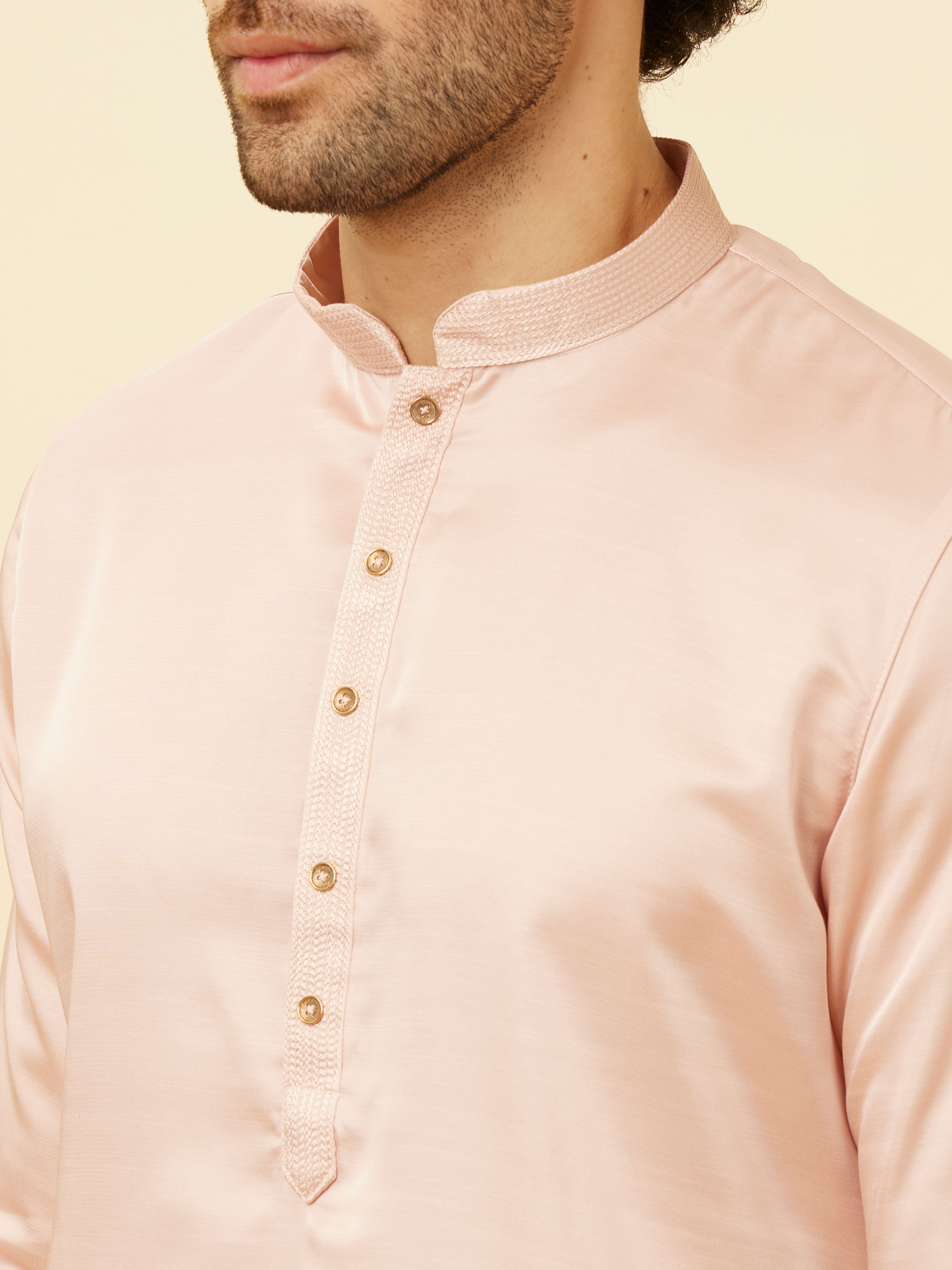 Manyavar Men Rose Pink Classic Kurta Set