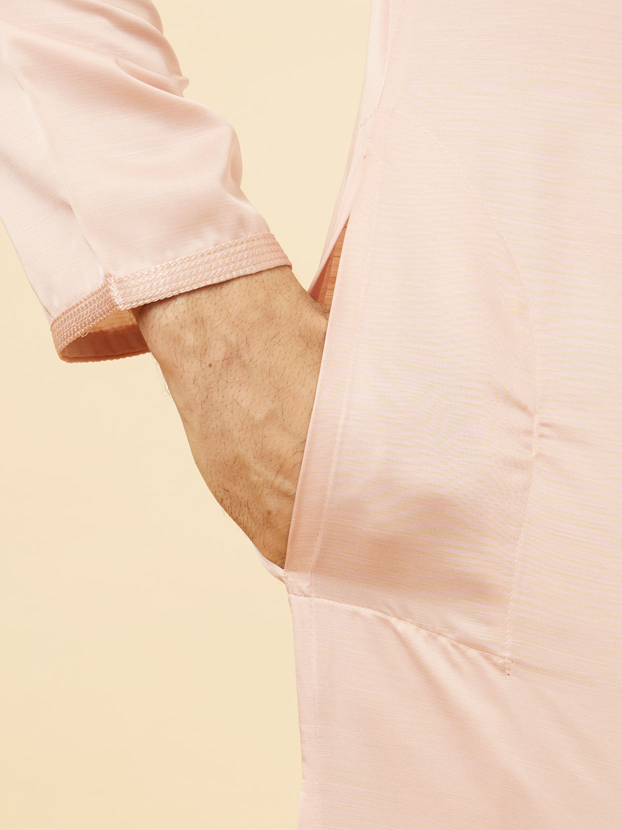 Manyavar Men Rose Pink Classic Kurta Set