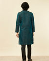 Manyavar Men Sapphire Blue Jacquard Kurta Set