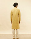 alt message - Manyavar Men Canary Yellow Jaal Patterned Kurta Set image number 5