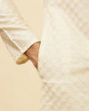 Manyavar Men Soft Cream Floral Jaal Patterned Kurta Set