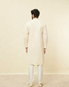 alt message - Manyavar Men Pearled Ivory White Chikankari Kurta Set image number 5