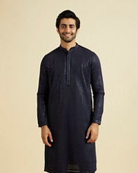 Manyavar Men Blue Georgette Festive Kurta Pajama