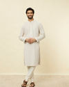 Manyavar Men Glacier Grey Chikankari Kurta Set