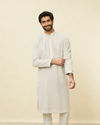 alt message - Manyavar Men Glacier Grey Chikankari Kurta Set image number 0