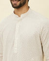 alt message - Manyavar Men Glacier Grey Chikankari Kurta Set image number 1