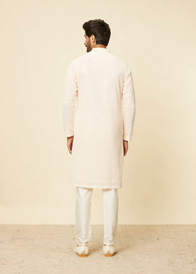 Manyavar Men Peach Pearl Chikankari Kurta Set image number 5