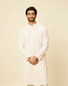 alt message - Manyavar Men Peach Pearl Chikankari Kurta Set image number 0