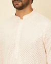 alt message - Manyavar Men Peach Pearl Chikankari Kurta Set image number 1