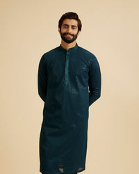 Manyavar Men Teal Blue Elegance Kurta Pajama
